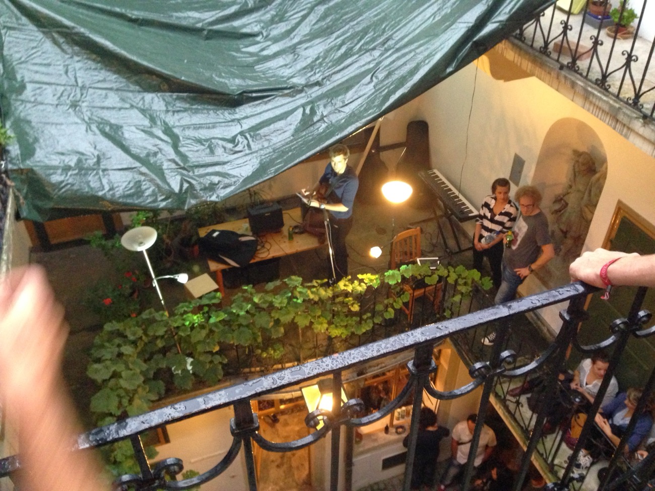 Courtyard concert seen from the gallery above